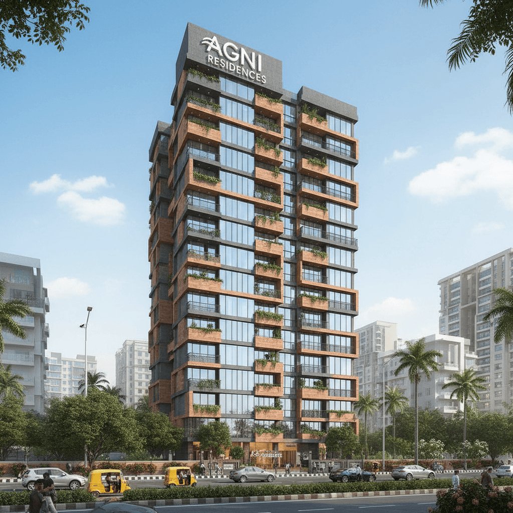 Modern apartment building exterior in India